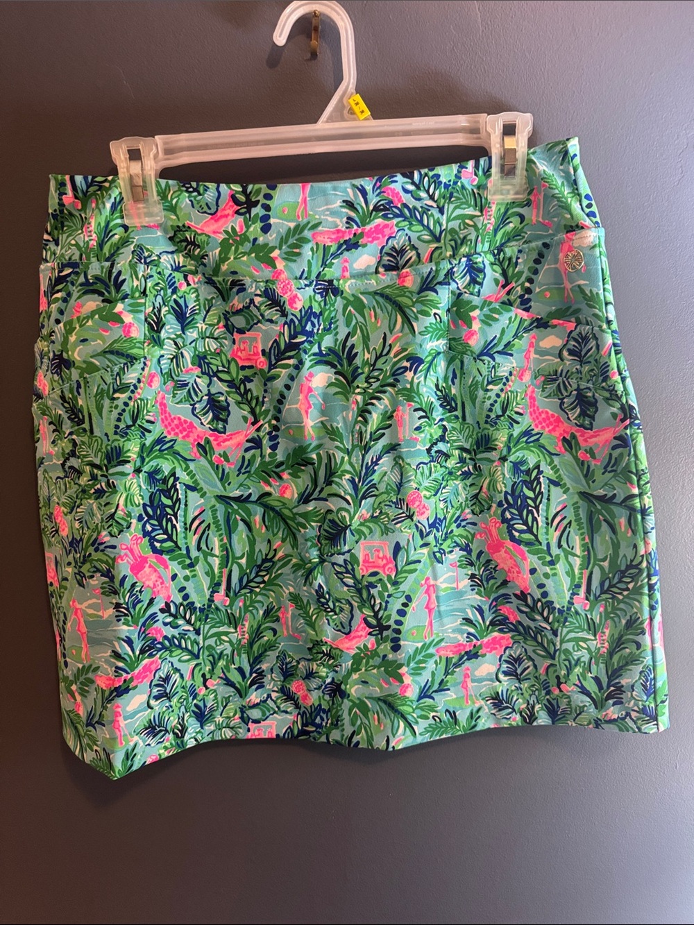 Tropical Print Golf Skort in Green and Pink